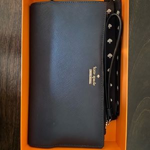 Navy leather Kate Spade wristlet.